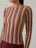 Sold On Stripes Top in Mauve & Maroon