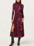 Aubriella Dress in Dark Plum Multi