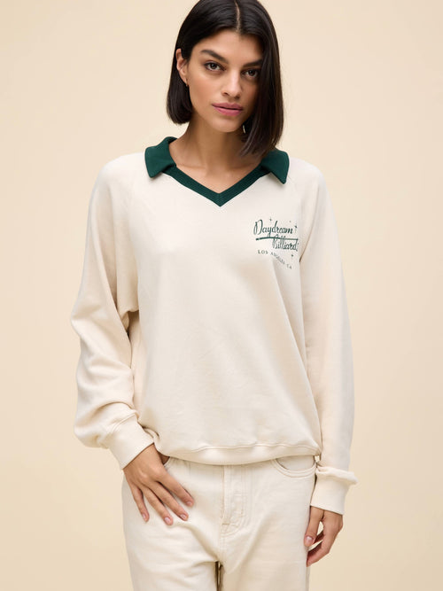 That's Your Cue Polo Sweatshirt in Dirty White