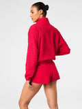 Get Moving Textured Half Zip Jacket in Spanx Red