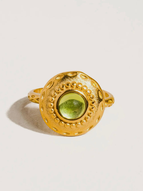 Malin Round Stone Ring in Green