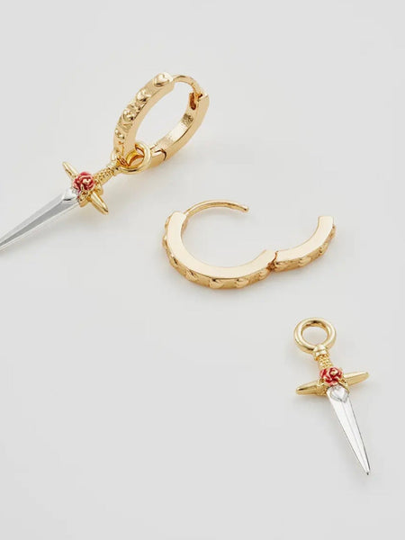 Rose Dagger Huggie Earrings