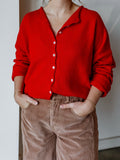 Piper Cardigan in Tomato Red