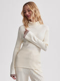 Ravena Rib Knit High Neck Top in Egret