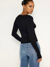 Virgo Rib Zip Front Sweater in Black