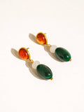Burée Beaded Earrings in Green