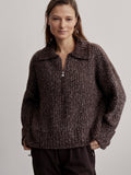 Amelia Half Zip Knit in Coffee Bean