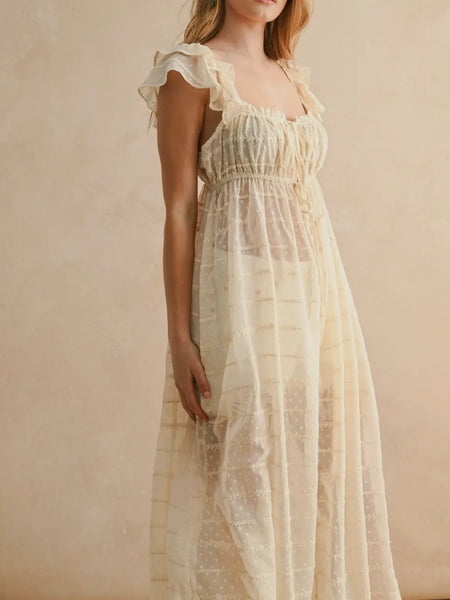 Midnight Mood Chiffon Top Dress in Cream