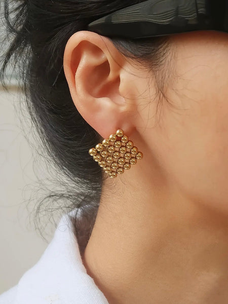 Therese Beaded Square Studs
