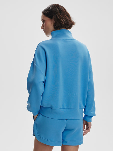 Hawley Half Zip Sweat in Azure Blue