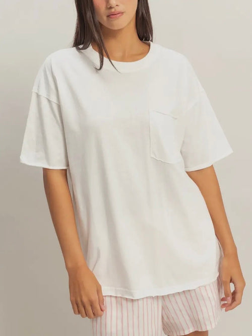 Pockets Please Tee in White