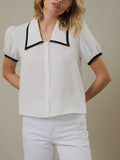Buttoned & Bossy Blouse in White