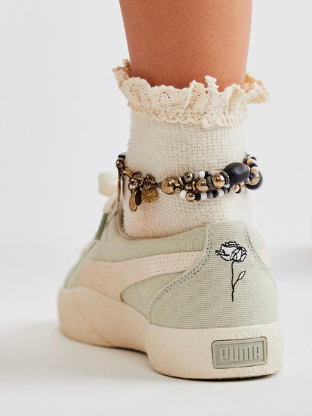Beloved Waffle Knit Ankle Socks in Ivory