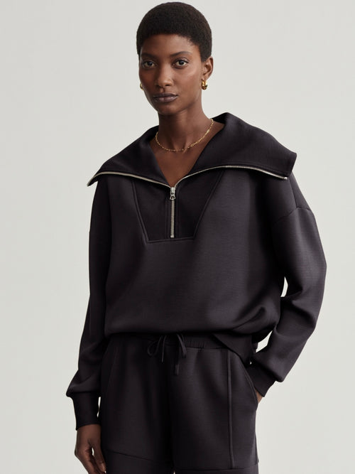 Catherine Half Zip Sweat in Black