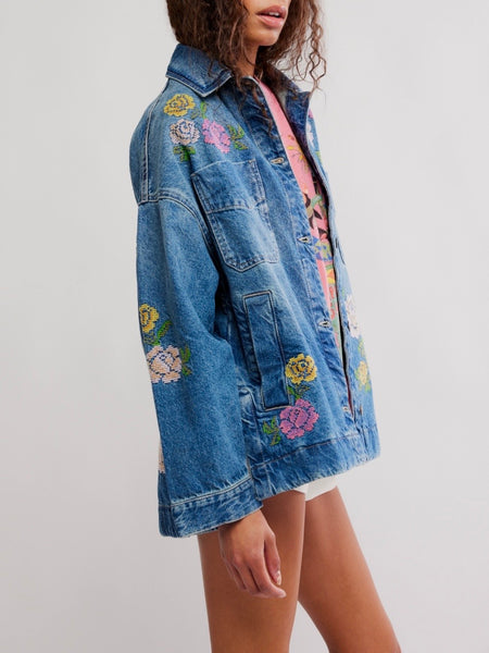 Madison City Embroidered Jacket in Cowboy Romance