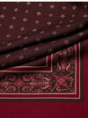 Wool Blend Border Scarf in Rumba Rose
