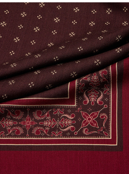 Wool Blend Border Scarf in Rumba Rose
