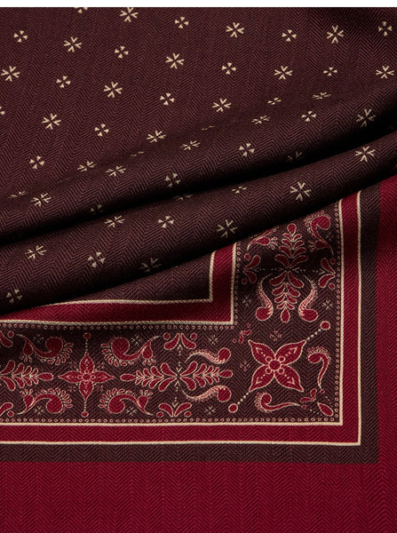 Wool Blend Border Scarf in Rumba Rose