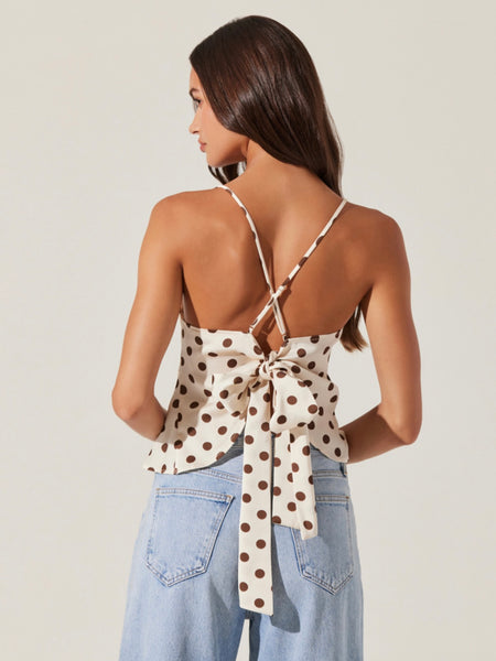 Everli Top in Brown Polka Dot