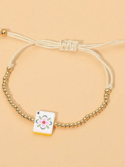 Mahj Charm Bracelet in White & Gold