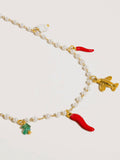 Praiano Pepper & Pearl Charm Necklace