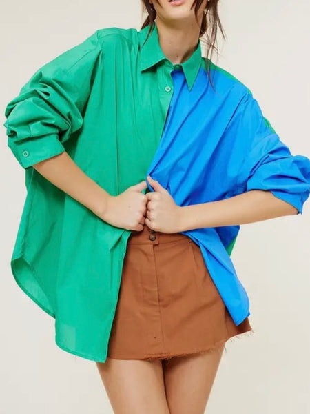 My Other Side Button Up in Green Combo