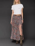 Belted Cheetah Print Maxi Skirt in Brown