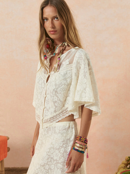 Free Love Lace Crop in Vintage Cream