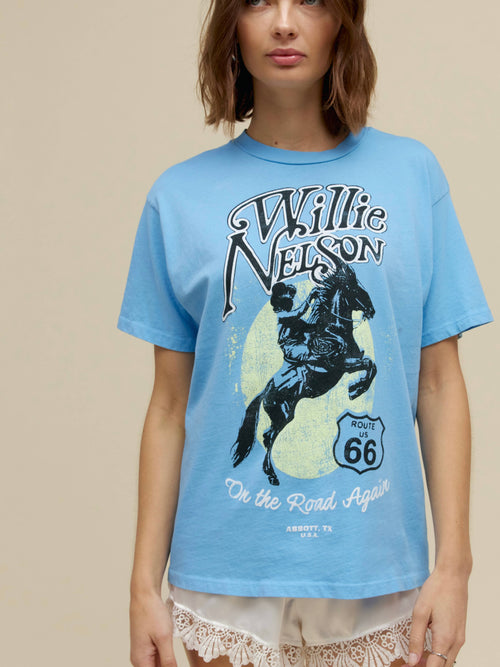Willie Nelson Route 66 Weekend Tee in Vintage Blue