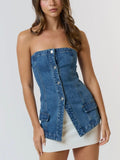 Button Up Buttercup Top in Denim