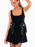 Ricci Skort Dress in Black Velvet