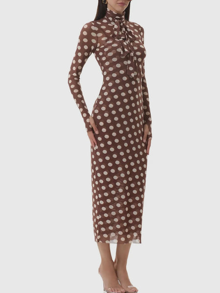 Bryony Dress in Chocolate Halo Dot