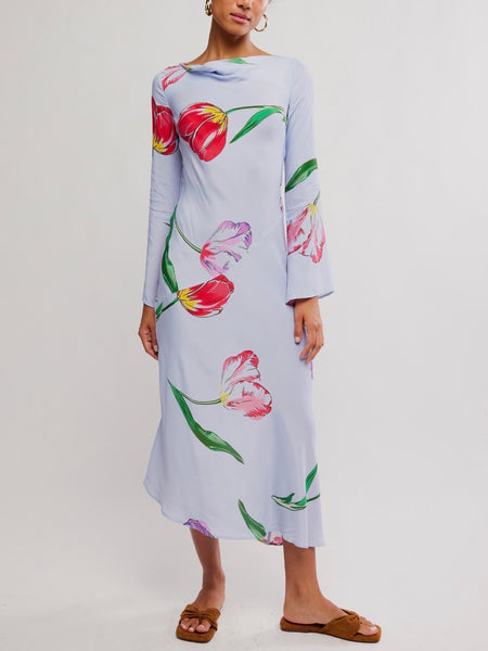 Zadie Diagonal Seam Midi Dress in Spring Combo