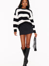 Hometown Tunic Sweater in Black White Stripe Knit