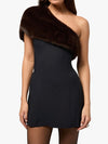 Faux Fur One Shoulder Mini in Black & Brown