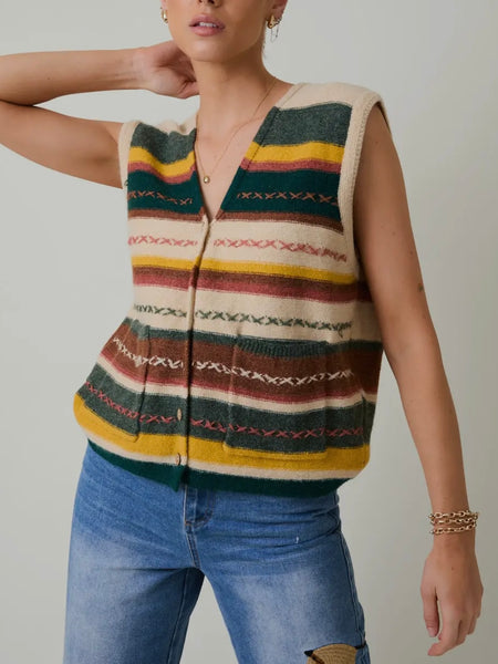 Briggs Terry Short Sleeve Sweatshirt in Night Stripe