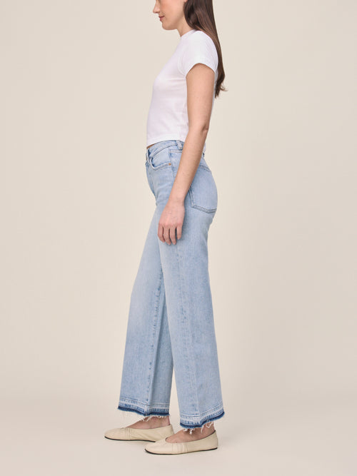 ICN Cropped Wide Leg Jean in Ice Age