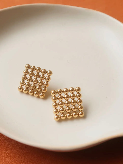 Therese Beaded Square Studs