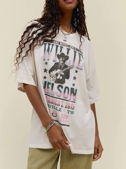Willie Nelson One Night Only One Size Tee in Dirty White