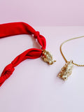 Red Scarf Razorback Necklace