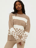 Callie Sweater in Taupe Check