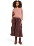 Open V-Neck Beaded Sweatshirt in Dusty Rose