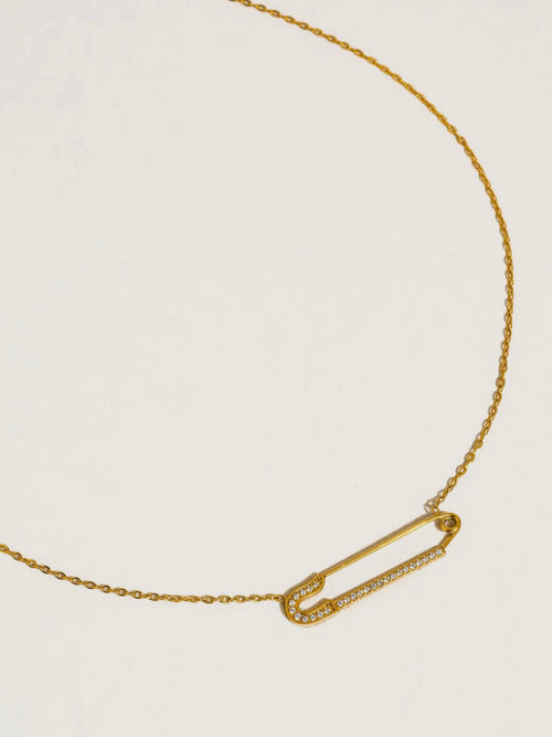 Lyselle CZ Safety Pin Necklace