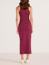 Stacy Contrast Bind Midi Dress in Plum