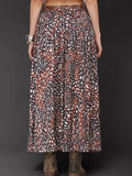 Belted Cheetah Print Maxi Skirt in Brown