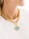 Aqua Venetian Glass Bee Intaglio Chain Necklace