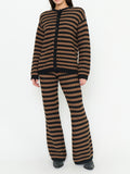 Inez Cardigan in Coffee Stripe Knit