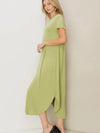 Easy V Midi Dress in Pale Olive