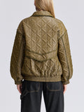 Quilted Funnel Neck Oversized Bomber in Seagrass