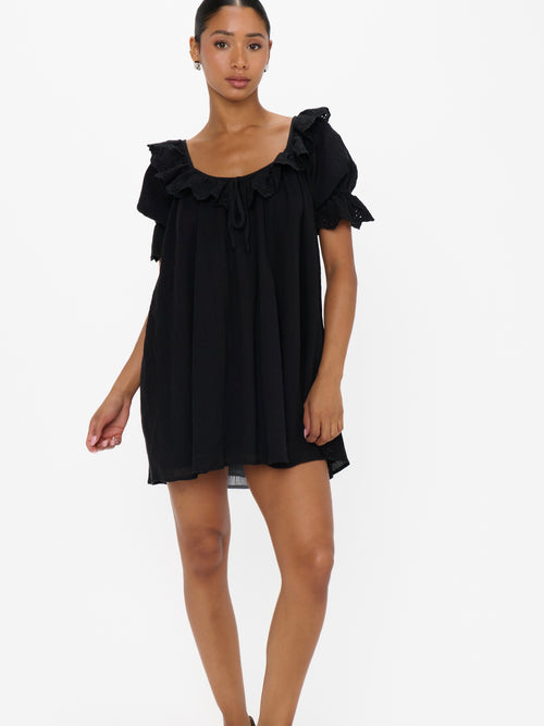 Toulouse Dress in Black Voile